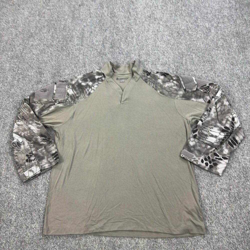 Kryptek Raid Tactical Shirt Mens 2XL Camo Long Sleeve V-Neck Rugby Hunting Top